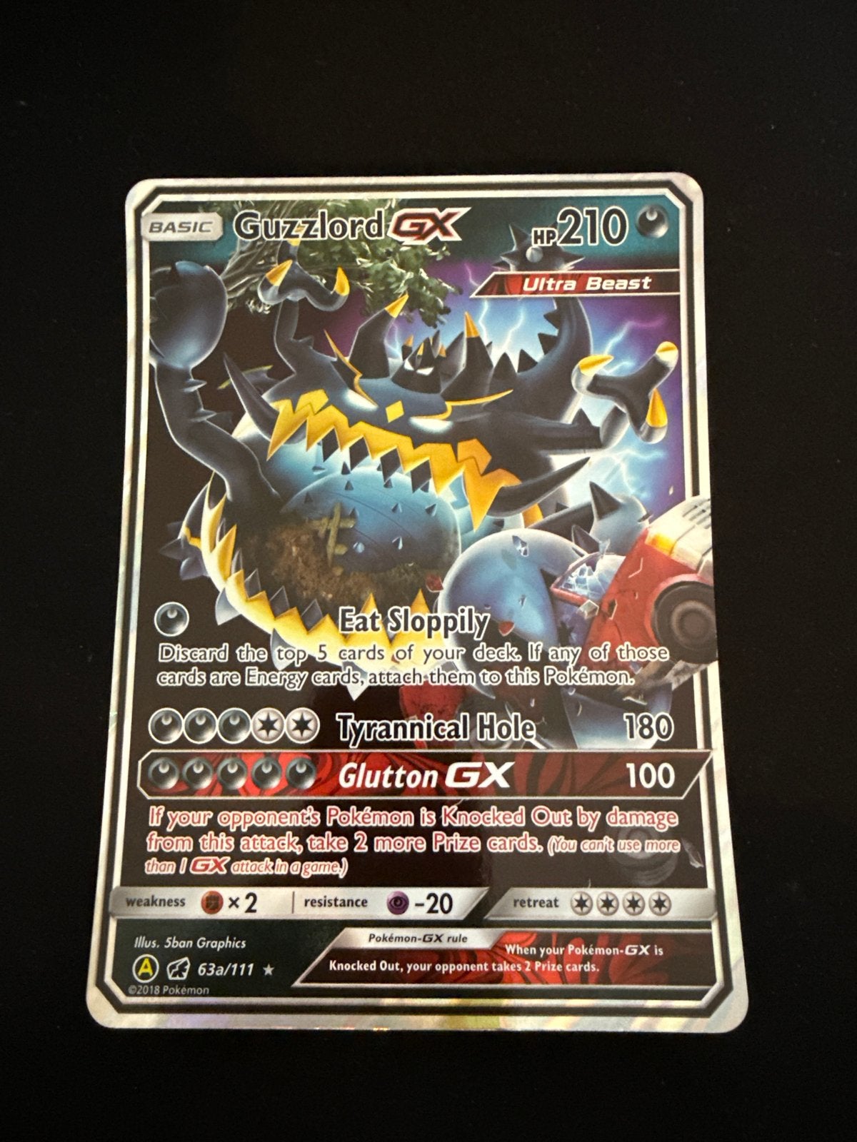 Guzzlord GX Pokémon Kaart - oversized, Ophalen of Verzenden, Zo goed als nieuw, Losse kaart