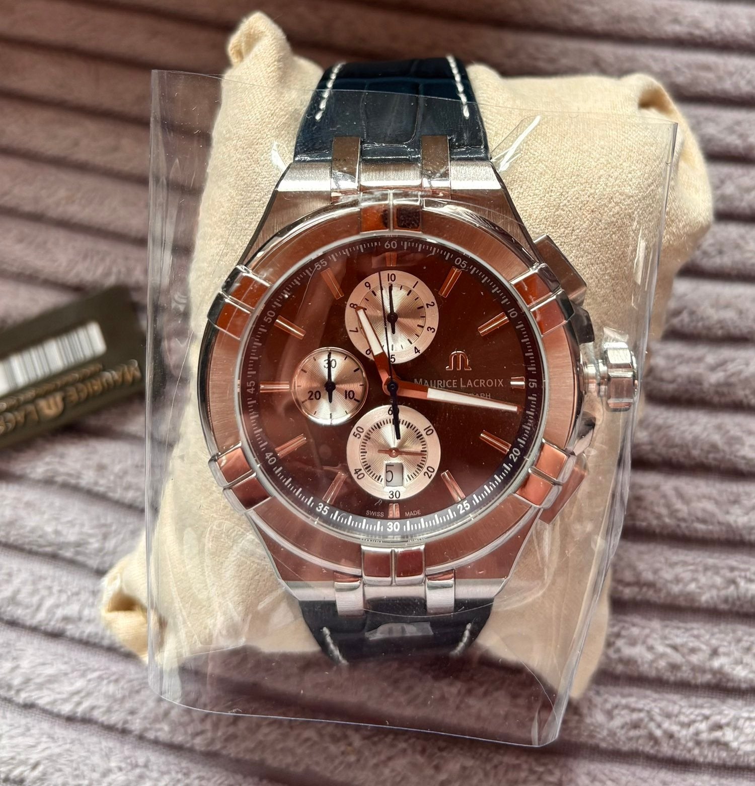 Maurice Lacroix AIKON Chronograph – Ref. AI1018-SS001-333-1, Ophalen of Verzenden, Leer, Overige merken