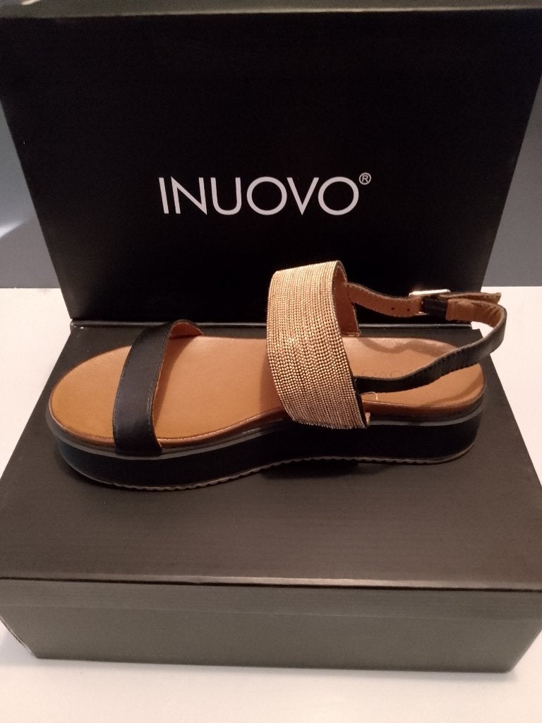 NIEUW Inuovo Sandalen Dames Black, Kleding | Dames, Ophalen of Verzenden, Nieuw, Zwart, Sandalen of Muiltjes