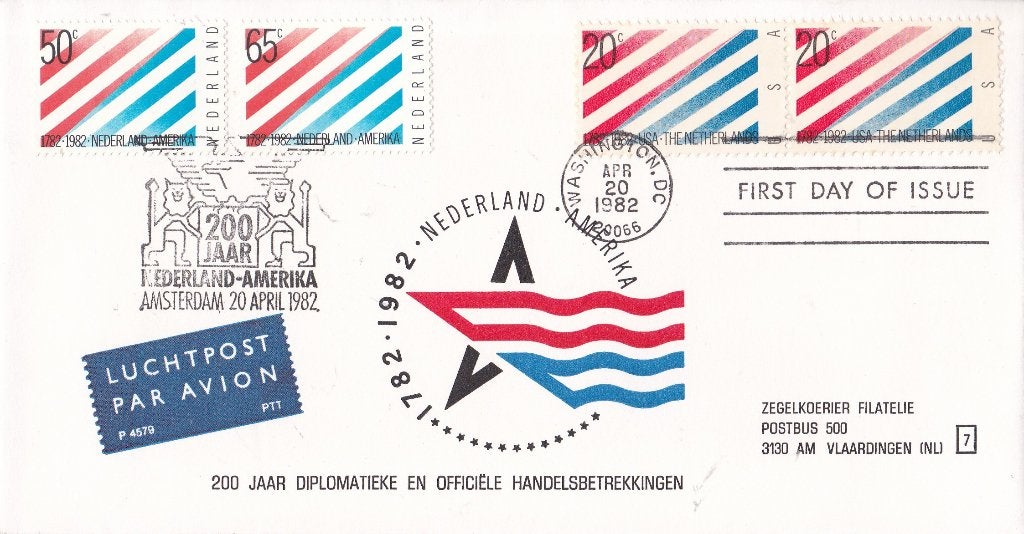 200 jaar Nederland-Amerika - Amsterdam – 20 april 1982, Verzenden, Envelop
