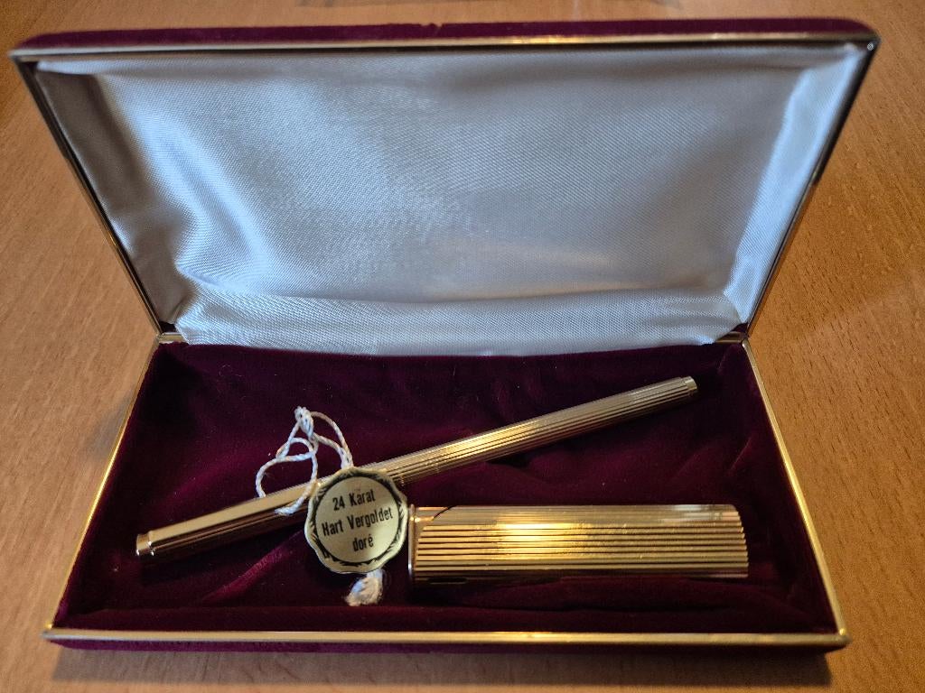 Vintage Set 24K Vergulde Pen & Aansteker Mint Conditie!, Ophalen of Verzenden