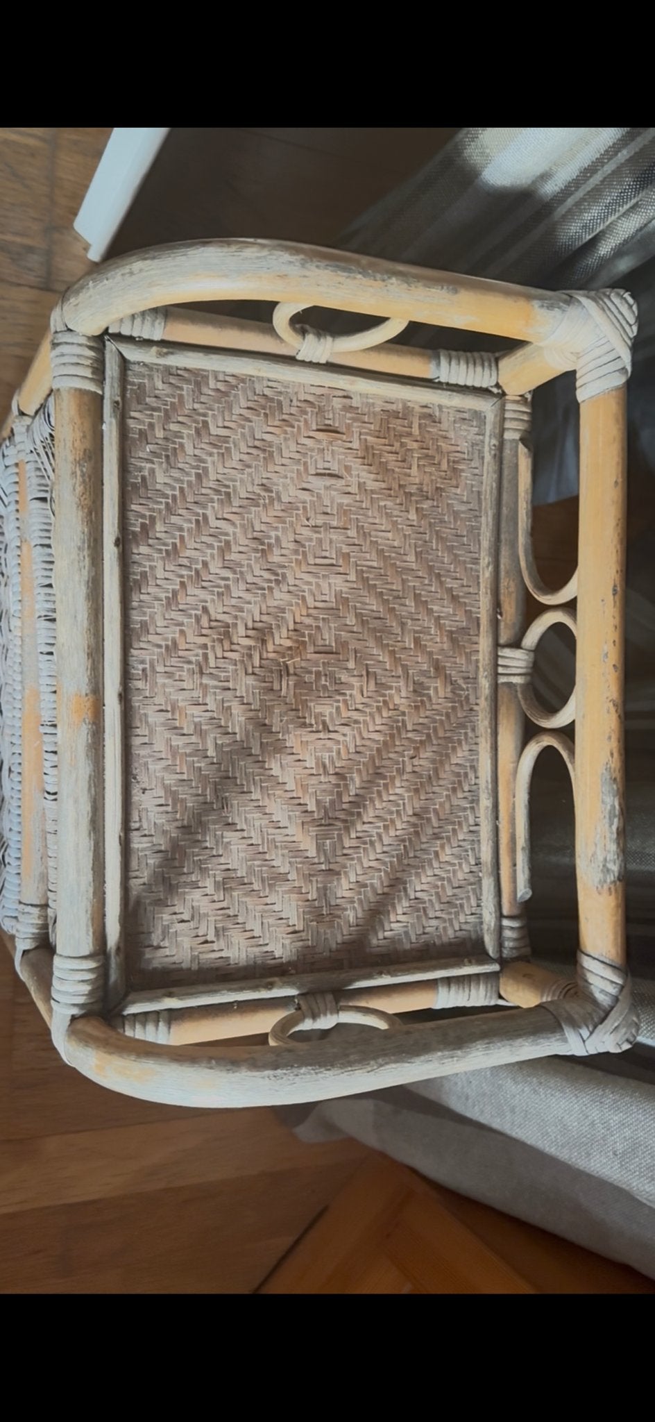 Vintage rotan nachtkastje met 2 lades kastje, Overige materialen, Gebruikt, Minder dan 45 cm, 55 tot 70 cm