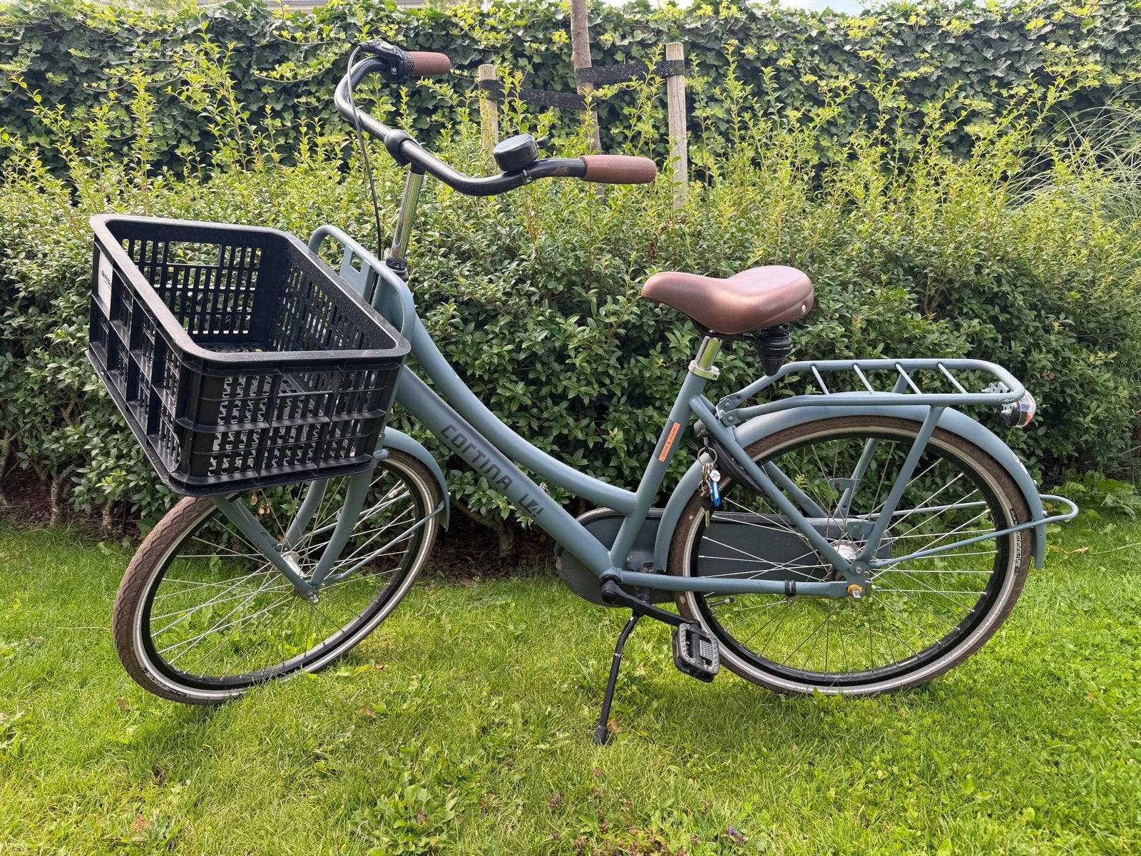 Cortina Transportfiets Blauw 24 inch met krat, verlichting e, Terugtraprem, Gebruikt, Versnellingen, Minder dan 47 cm