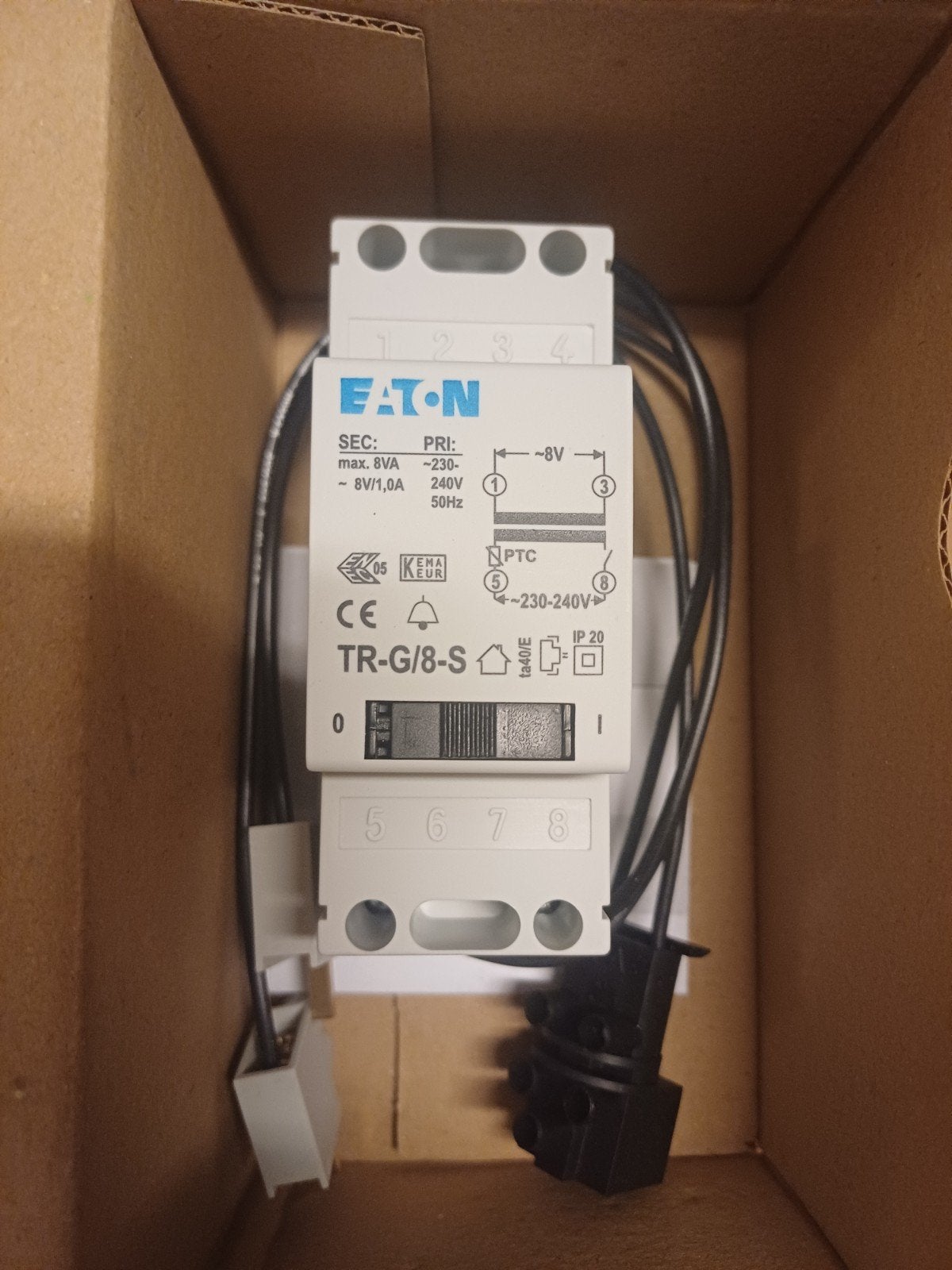 Eaton Beltrafo TR-G/8-S - 8V, 1A, 8W - Modulair, Doe-het-zelf en Verbouw, Ophalen of Verzenden, Nieuw, Eaton, Overige typen