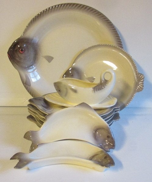 antiek Waechtersbach visservies schotel borden + bijzet, Antiek en Kunst, Antiek | Servies compleet, Ophalen