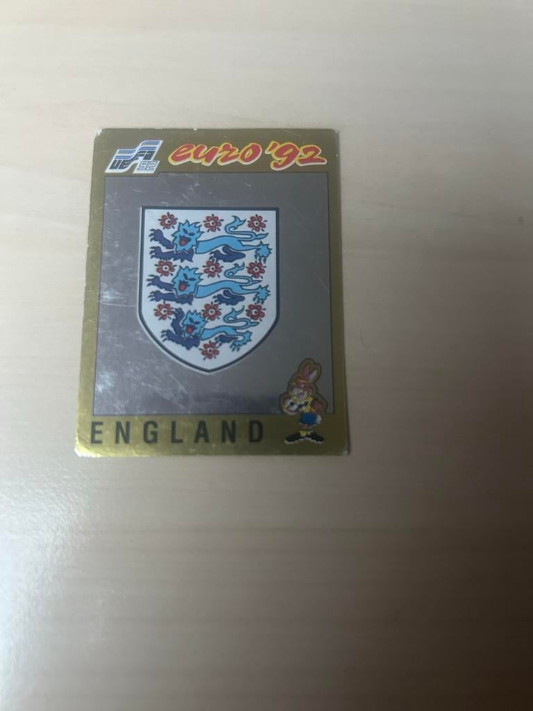 Panini Euro '92 Engeland Plaatje - Zeldzaam Verzamelobject, Ophalen of Verzenden, Zo goed als nieuw, Sticker