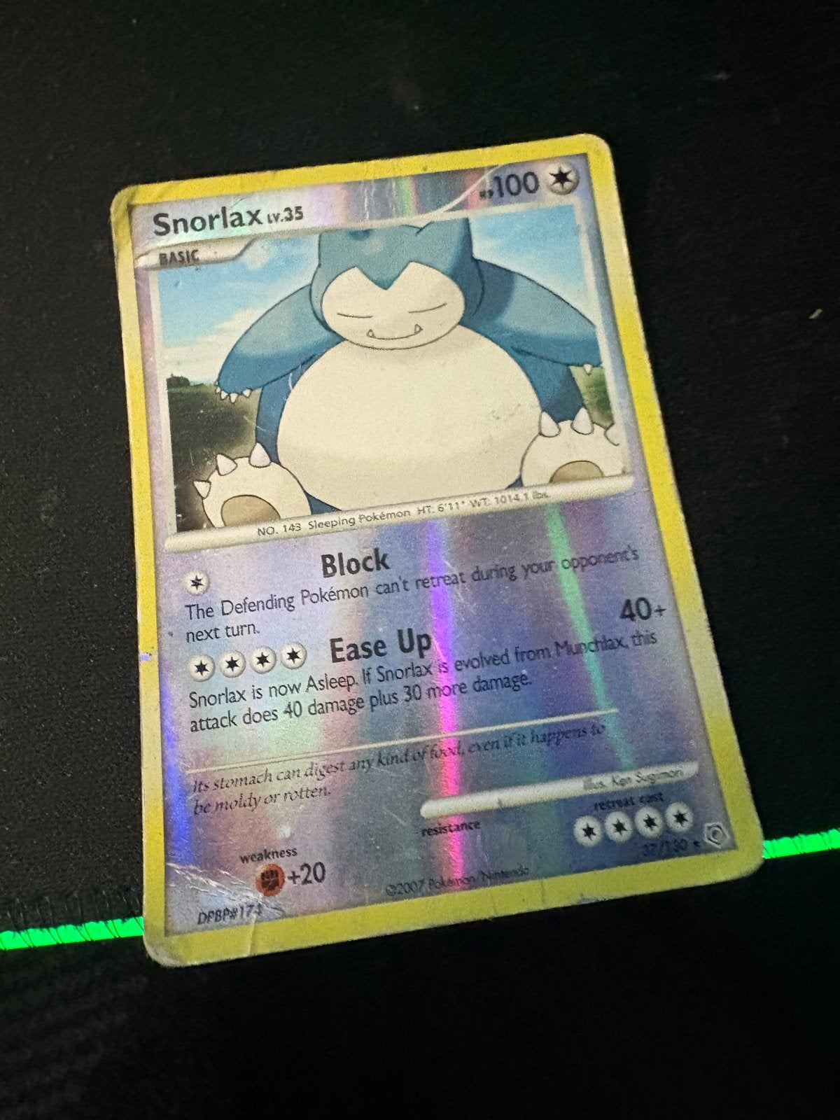 Pokémon Kaart Snorlax Lv.35 Holo Foil DPBP#174, Ophalen of Verzenden, Gebruikt, Losse kaart, Foil