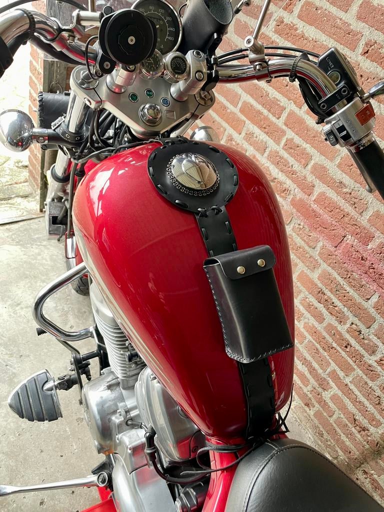 Unieke tanktas (leder) voor o.a. Honda Shadow VT600C, Ophalen of Verzenden, Zo goed als nieuw