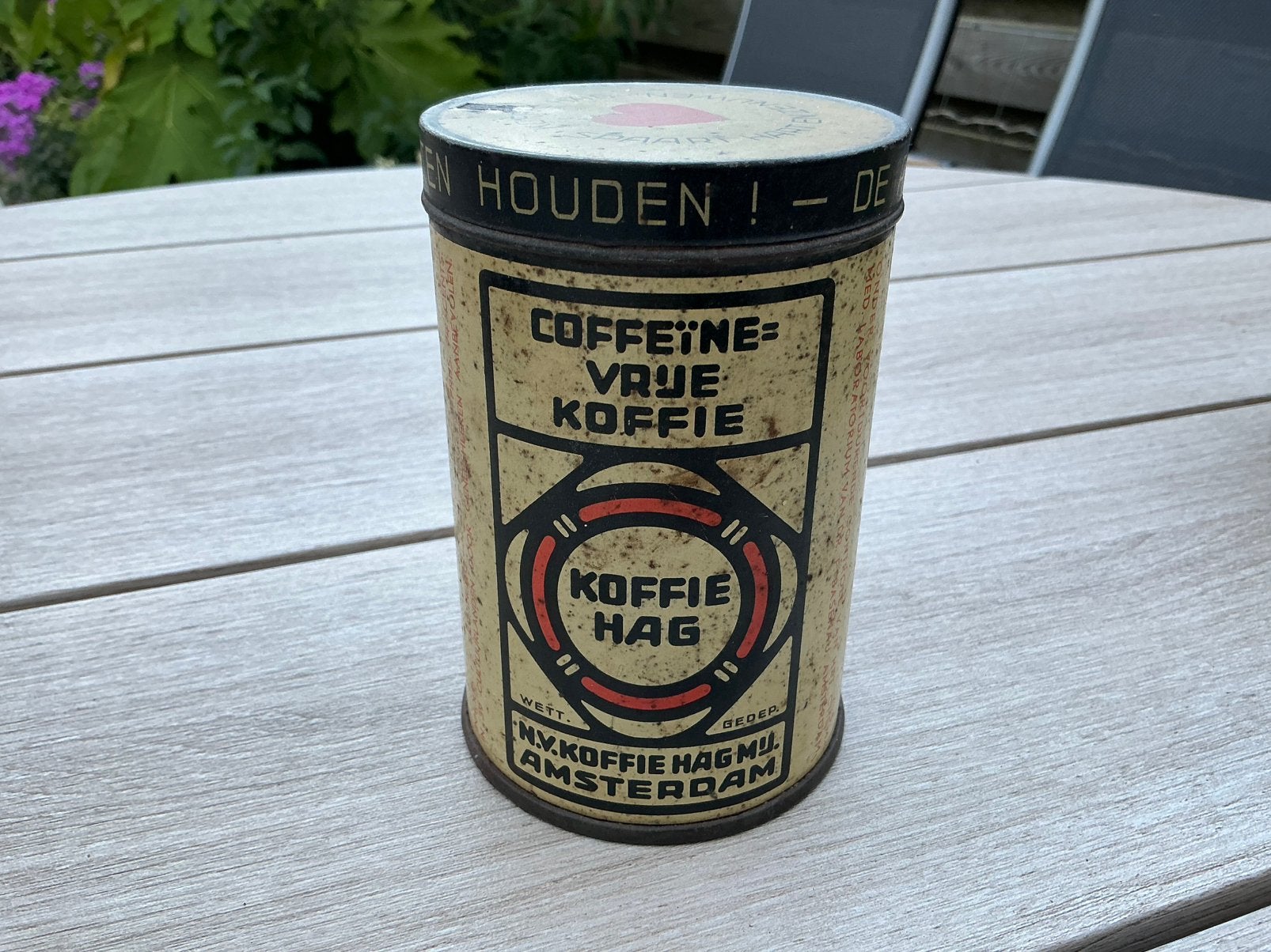 Antiek blikje Koffie HAG, Verzamelen, Blikken, Ophalen of Verzenden, Gebruikt, Koffie, Overige merken
