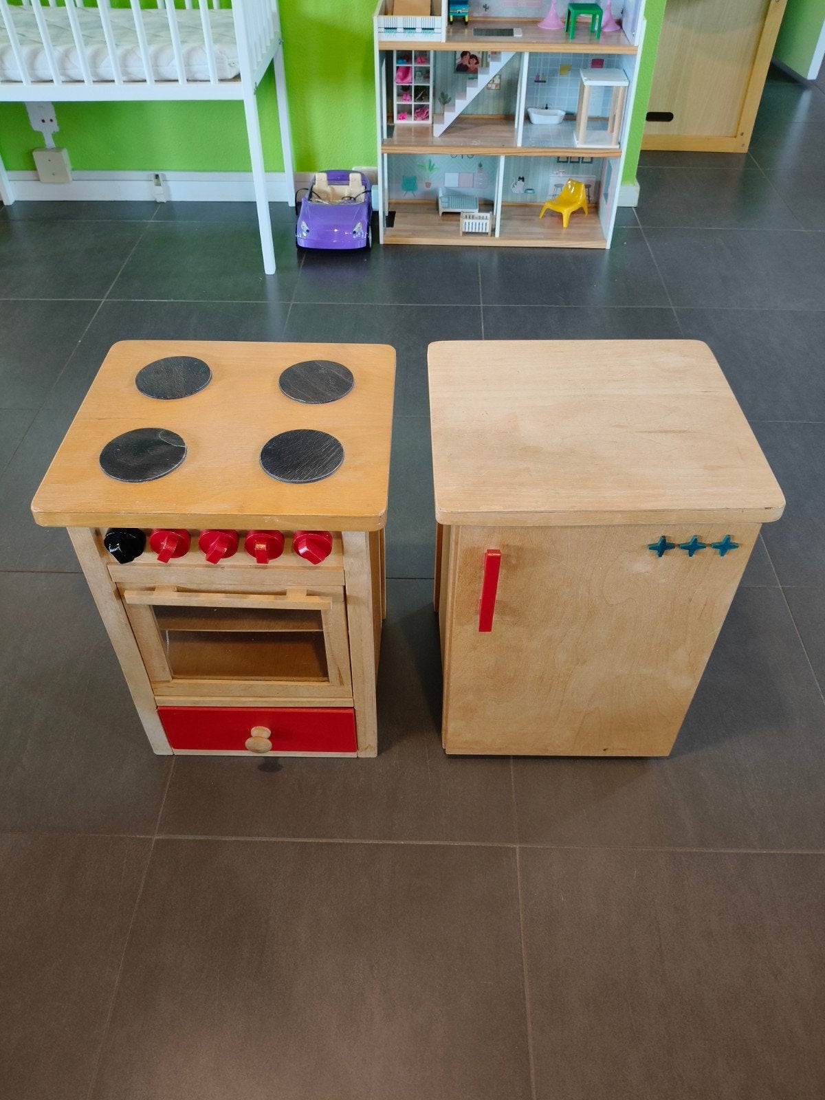 Houten speelkeuken met oven en kastje, Ophalen, Gebruikt, Knutselen