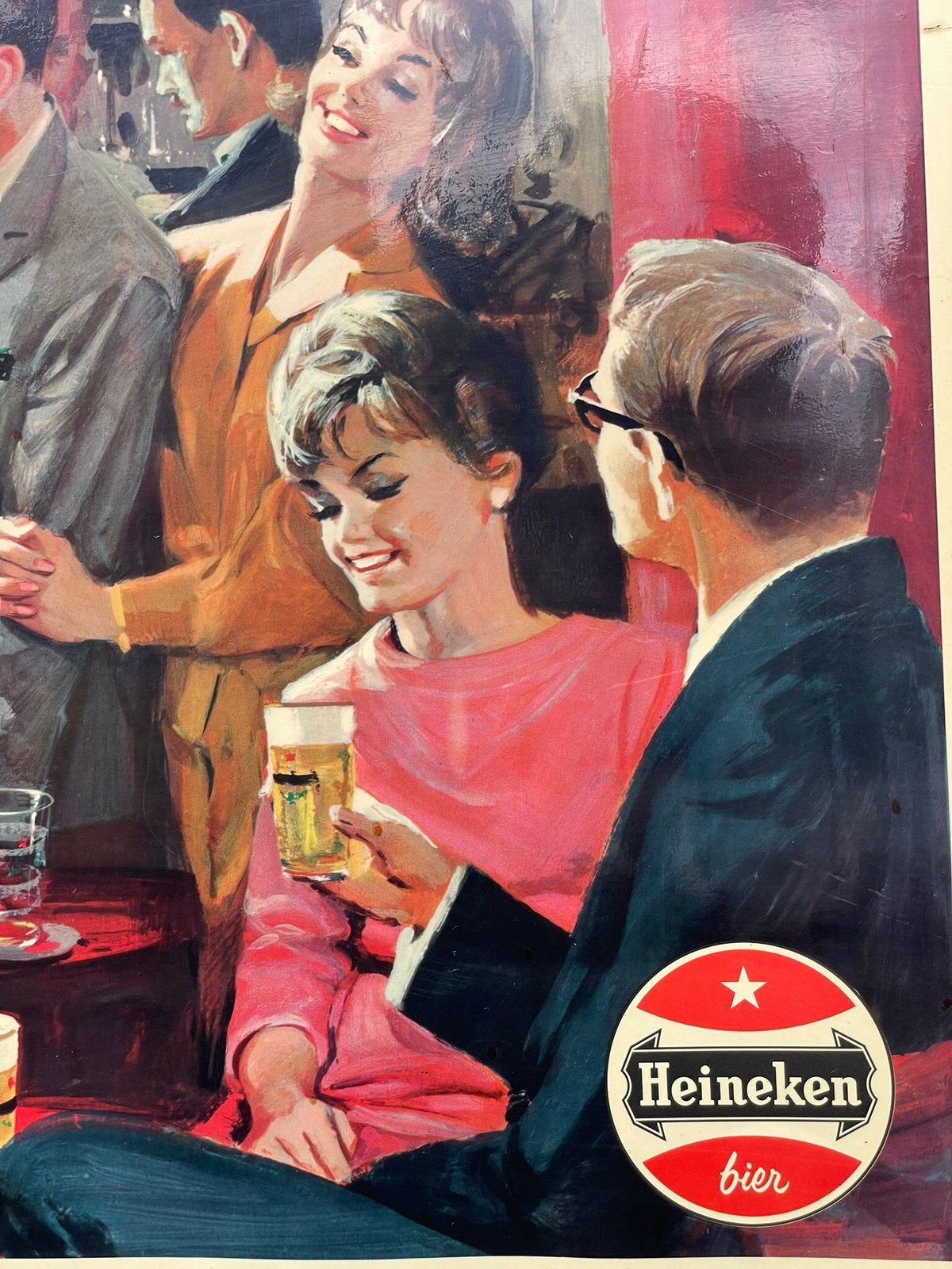 0ude bierreclame Heineken uit 1964, Verzamelen, Reclamebord, Gebruikt, Ophalen of Verzenden, Heineken