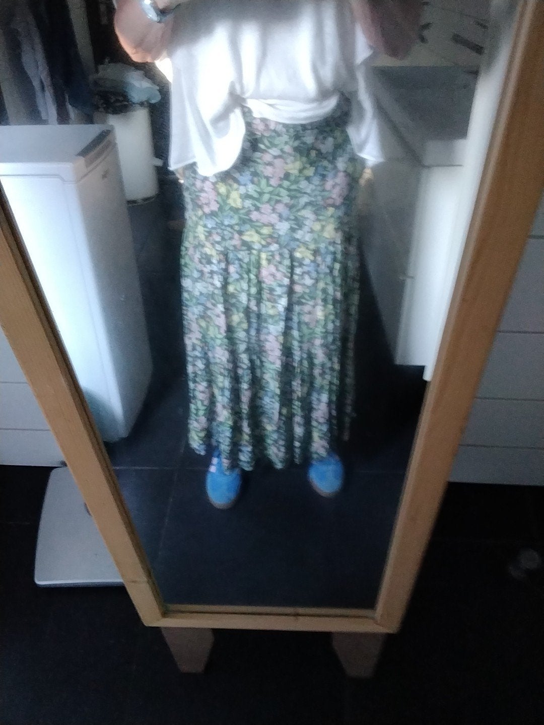 Groen gebloemde rok  maat 36/38, Kleding | Dames, Rokken, Ophalen of Verzenden, Maat 36 (S), Gedragen, Onder de knie