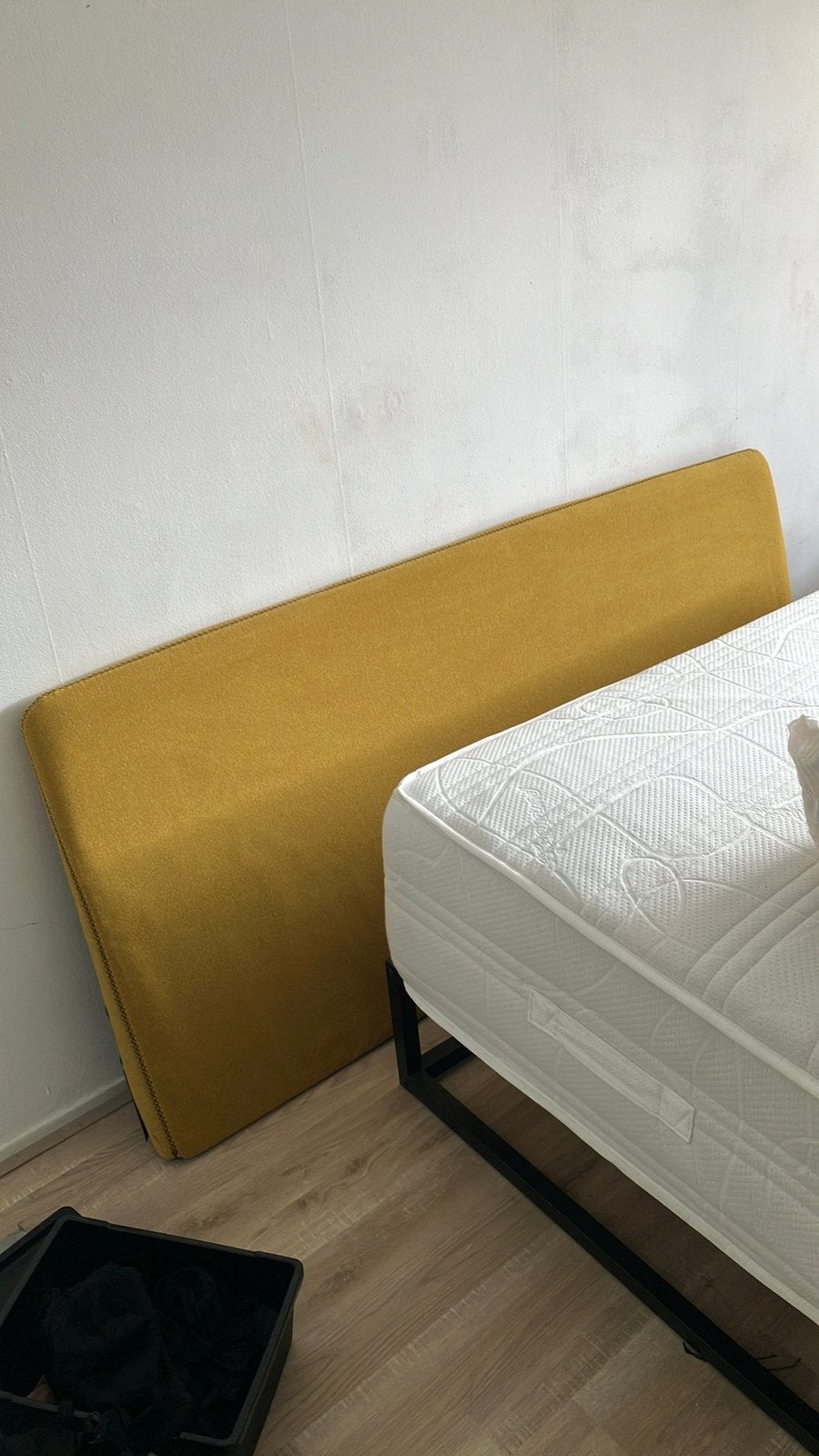 Hoofdbord mosterdgeel inclusief hoes, 168x76 cm, Huis en Inrichting, Ophalen, Overige kleuren, Tweepersoons, Zo goed als nieuw
