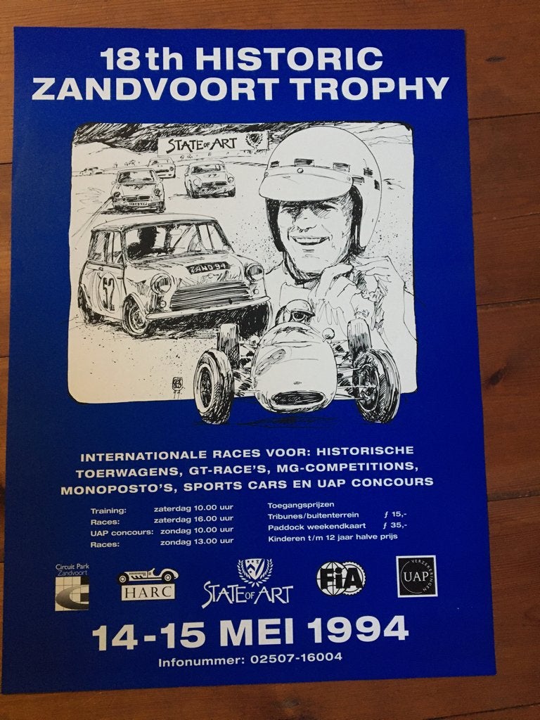 originele poster 18th Historic Zandvoort Trophy 1994, Ophalen of Verzenden, Zo goed als nieuw, Auto's