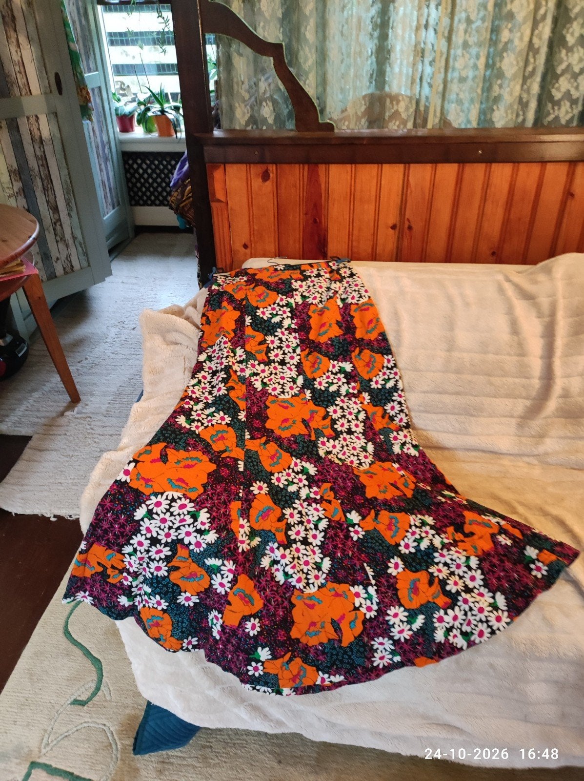 Lange katoenen rok met bloemenprint - Maat 36 (S), Kleding | Dames, Meerkleurig, Ophalen of Verzenden, Maat 36 (S), Gedragen