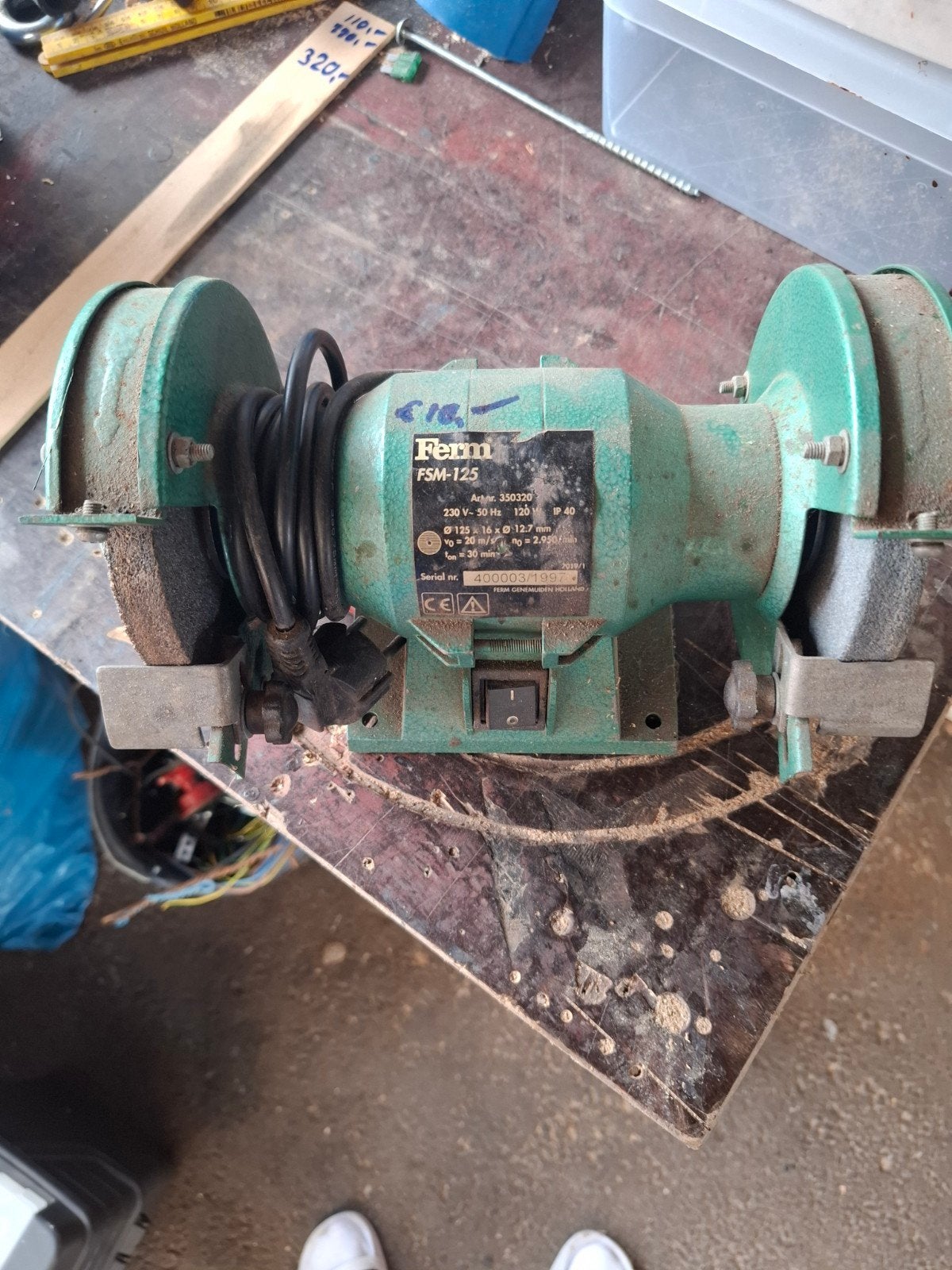 FERM FSM-125 Werkbankslijpmachine - Gebruikt, Ophalen of Verzenden, Gebruikt, Minder dan 700 watt, Werkbankslijpmachine