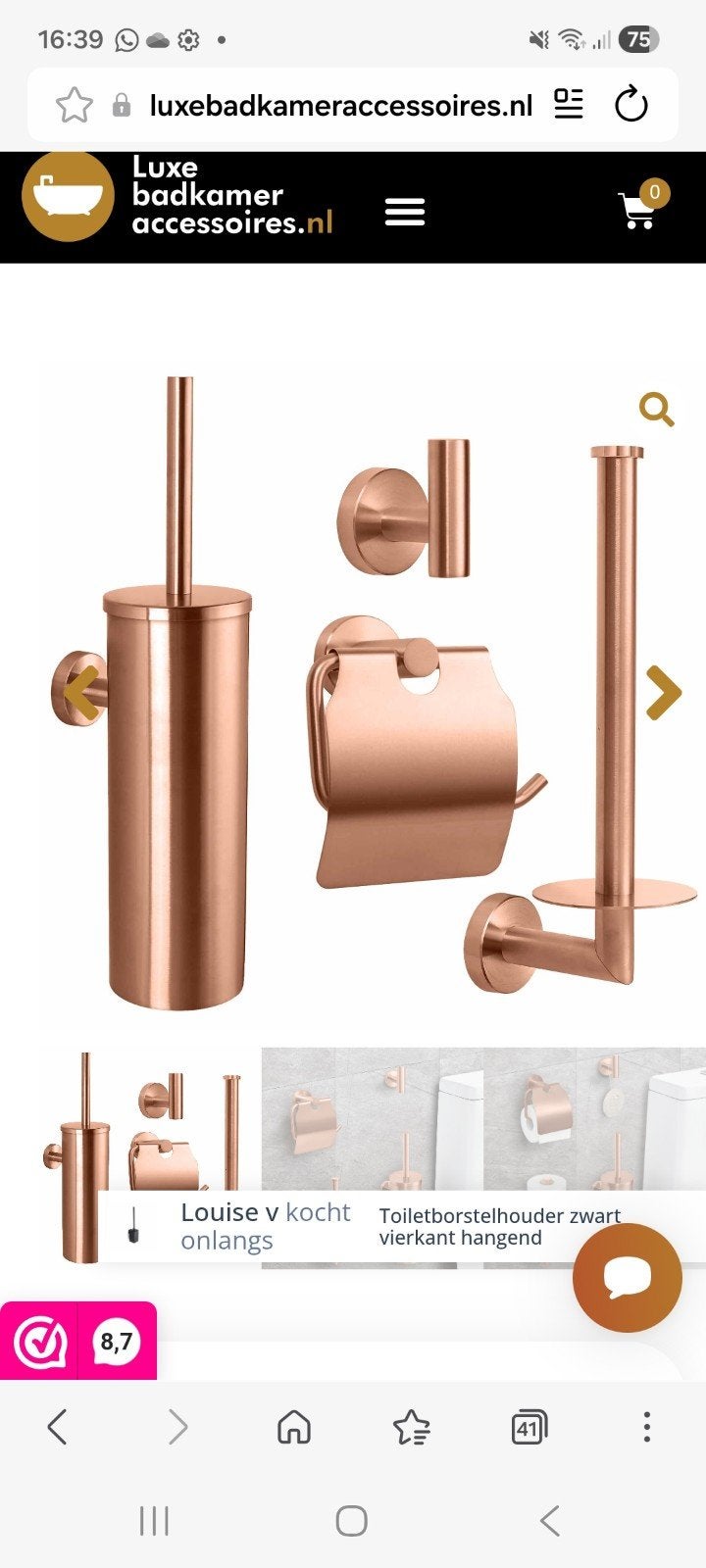 Luxe Toiletset Roségoud - 4-delig, Ophalen of Verzenden, Nieuw, Roze, Overige typen