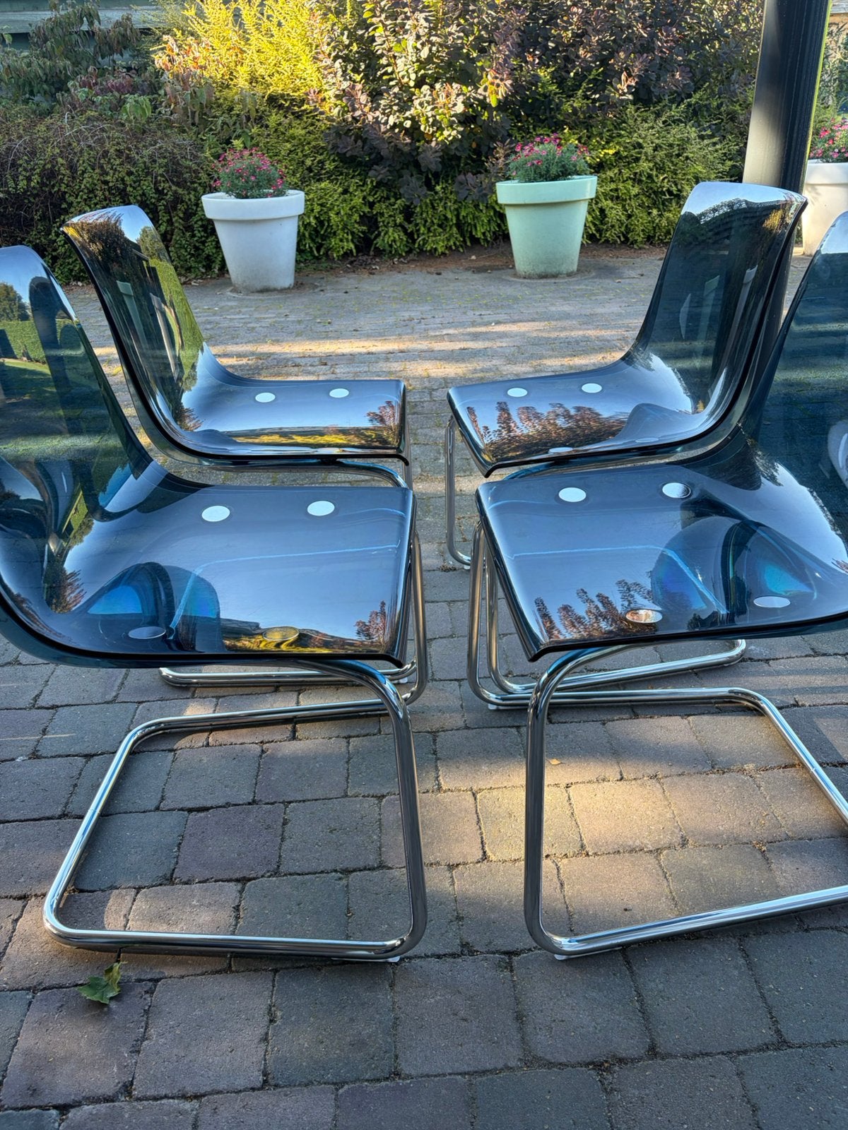 Eetkamerstoel ikea Tobias blauw transparant