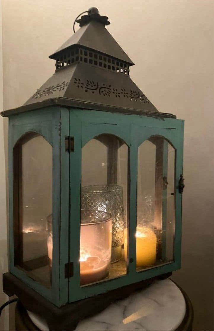 Ibiza windlicht lantaarn Pronkkast vitrinekastje sierkast, Ophalen of Verzenden, Zo goed als nieuw, Hout