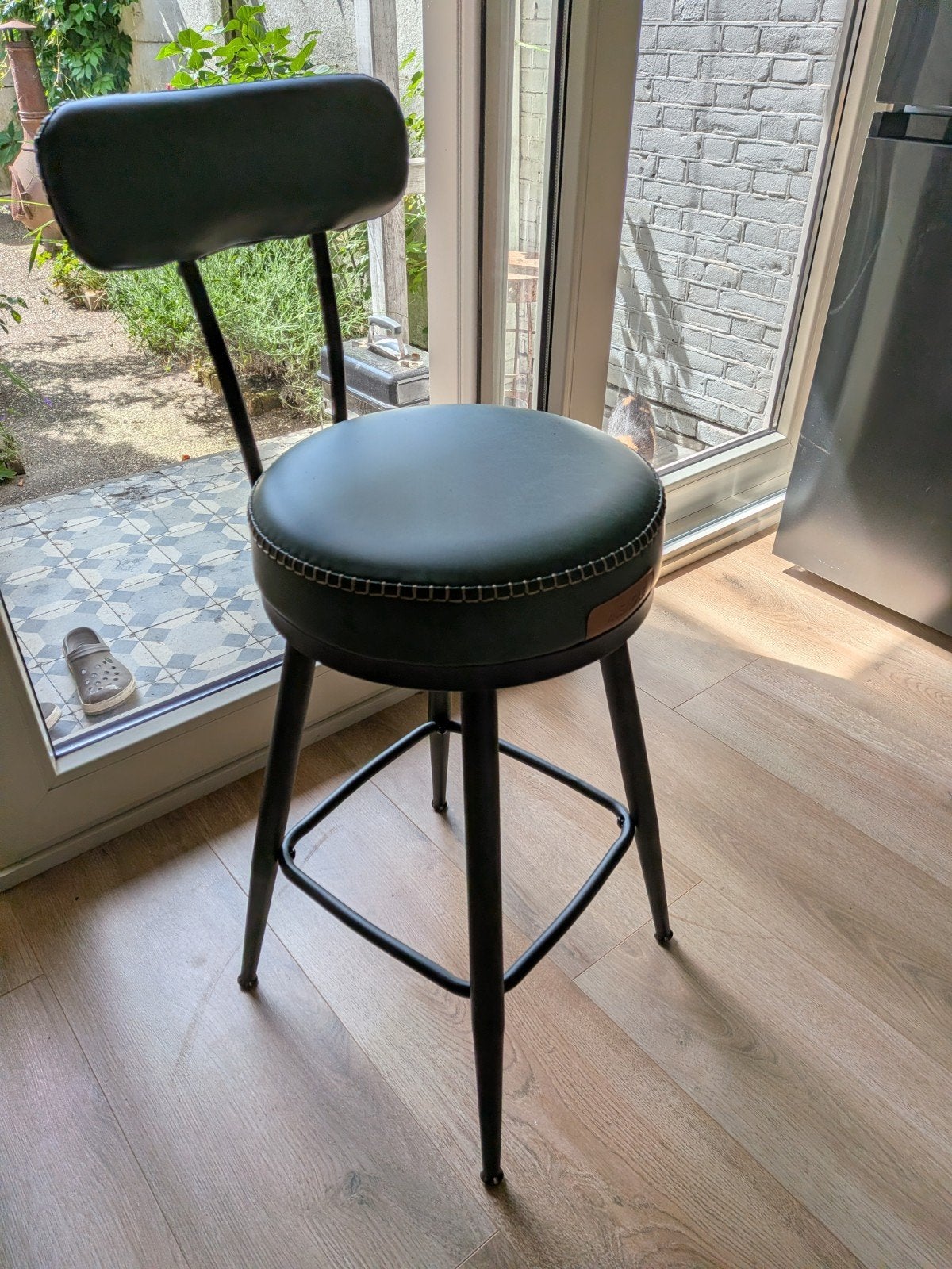 Bosgroene Keukenkruk met Draaibare Zitting, Ophalen, Leer, 60 tot 90 cm, Nieuw