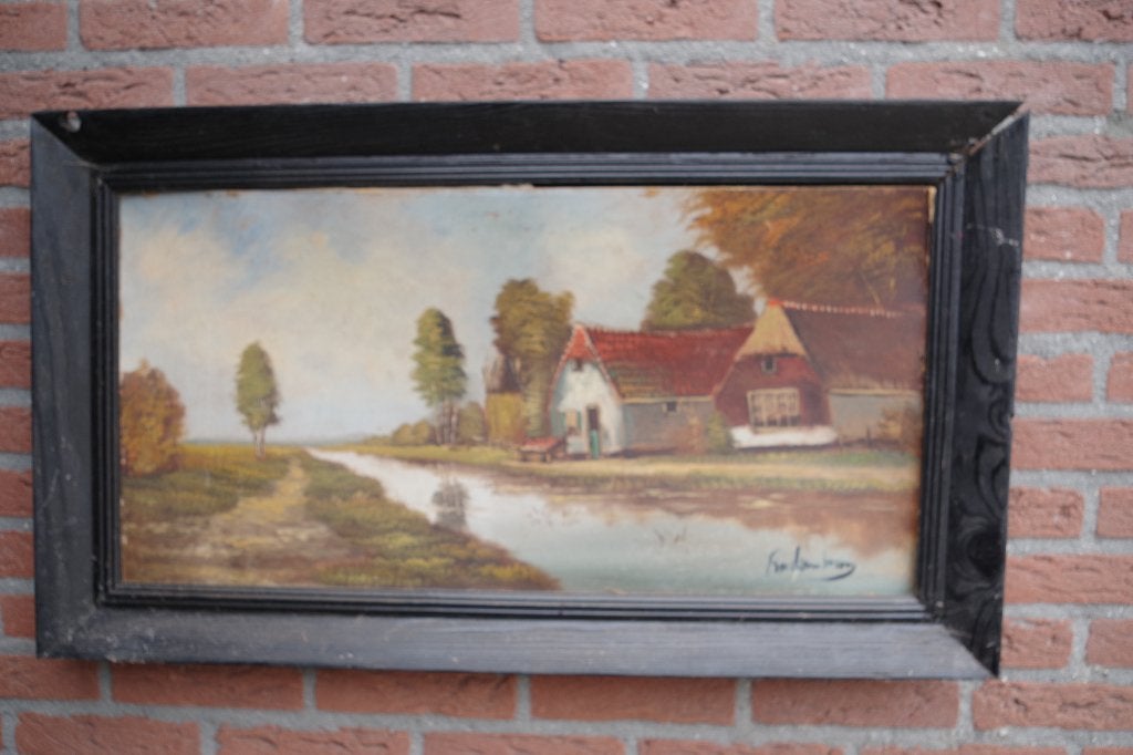 schilderij, Ophalen, Gesigneerd, Landschap