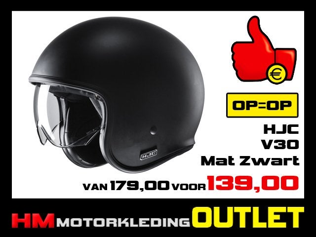 Motorhelm HJC V30 - Mat Zwart - VOORDEEL, Info@huybersmotoren.nl, HM - Sale, Dames, Ophalen
