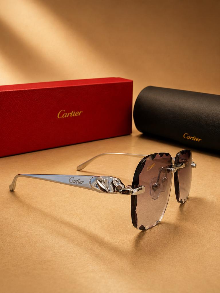 Cartier CT0833S Rimless Luxury Zonnebril Silver Gradient, Sieraden, Tassen en Uiterlijk, Zonnebrillen en Brillen | Heren, Ophalen of Verzenden