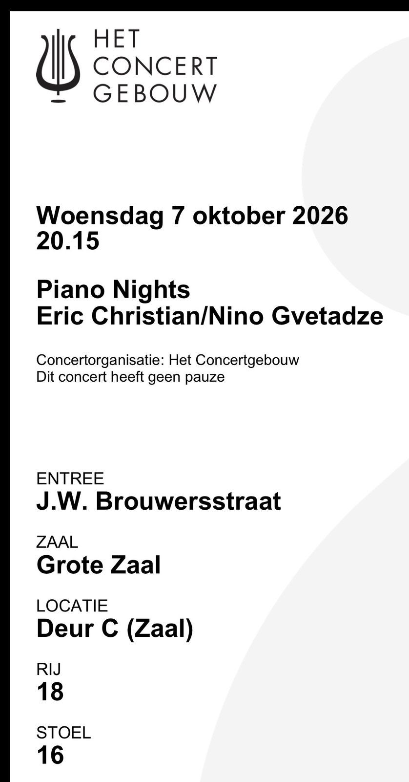 2 tickets for Piano Nights Eric Christian/Nino Gvetadze