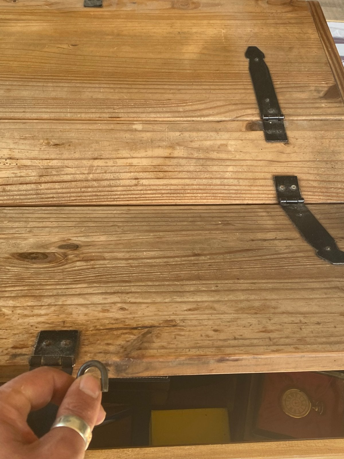 Houten kist met metalen beslag - Opbergkist, Ophalen of Verzenden