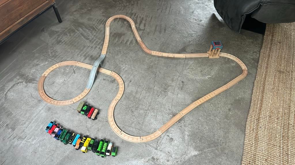 Hape Treinbaan met treintjes, Ophalen of Verzenden, Gebruikt