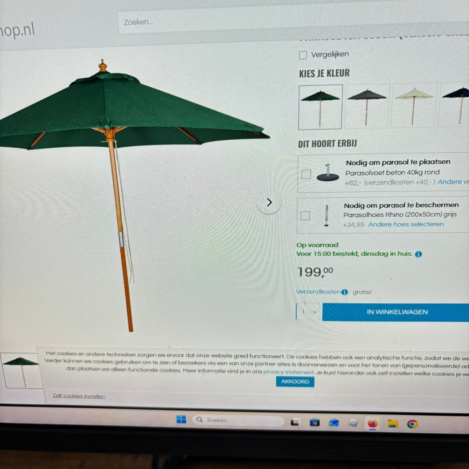 Parasol nieuw in doos, Ophalen, Zo goed als nieuw, 1 tot 2 meter
