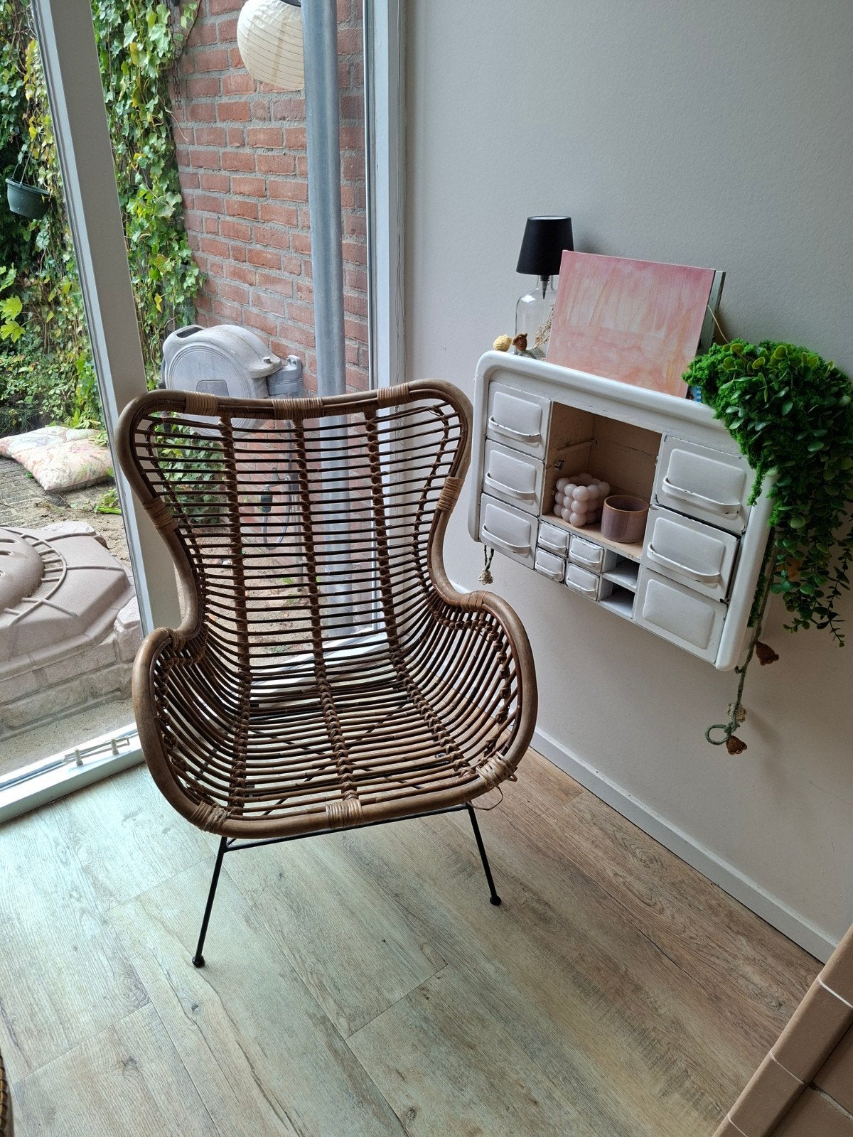 Rotan vlinderstoel / fauteuil, Ophalen, Gebruikt, 50 tot 75 cm, Riet of Rotan