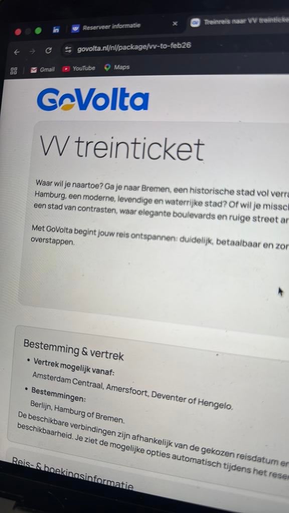 2x GoVolta (Berlijn/Hamburg treinticket), Tickets en Kaartjes, Twee personen, Trein, Met bestemming of datum