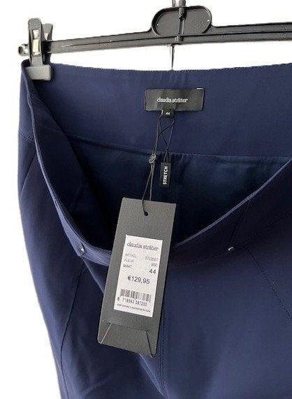 Nieuwe Claudia Sträter travelstof rok 44 bonded blauw, Maat 42/44 (L), Nieuw, Knielengte, Claudia Sträter