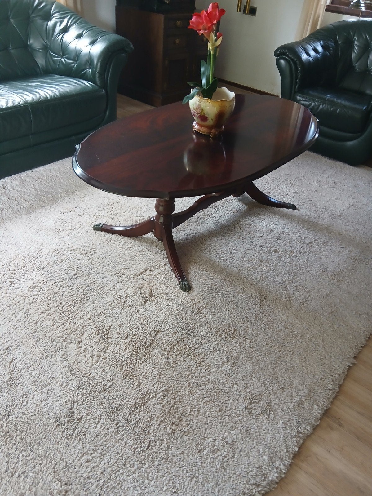 Ovale Salontafel Mahoniehout met Klauwpoten, Antiek en Kunst, Ophalen