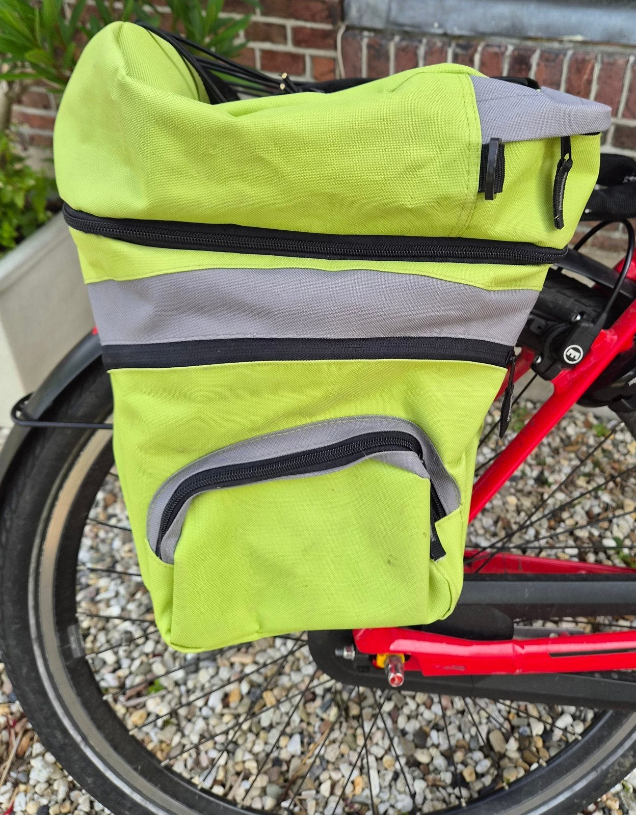 3 delige kinder Fietstas in limegroen, Ophalen of Verzenden, Zo goed als nieuw, Onbekend
