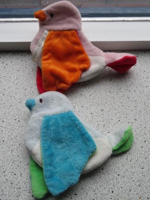 Knuffeldoek vogel vogeltje merk Happy Horse roze en blauw, Ophalen of Verzenden, Zo goed als nieuw, Meerkleurig, Wasbaar