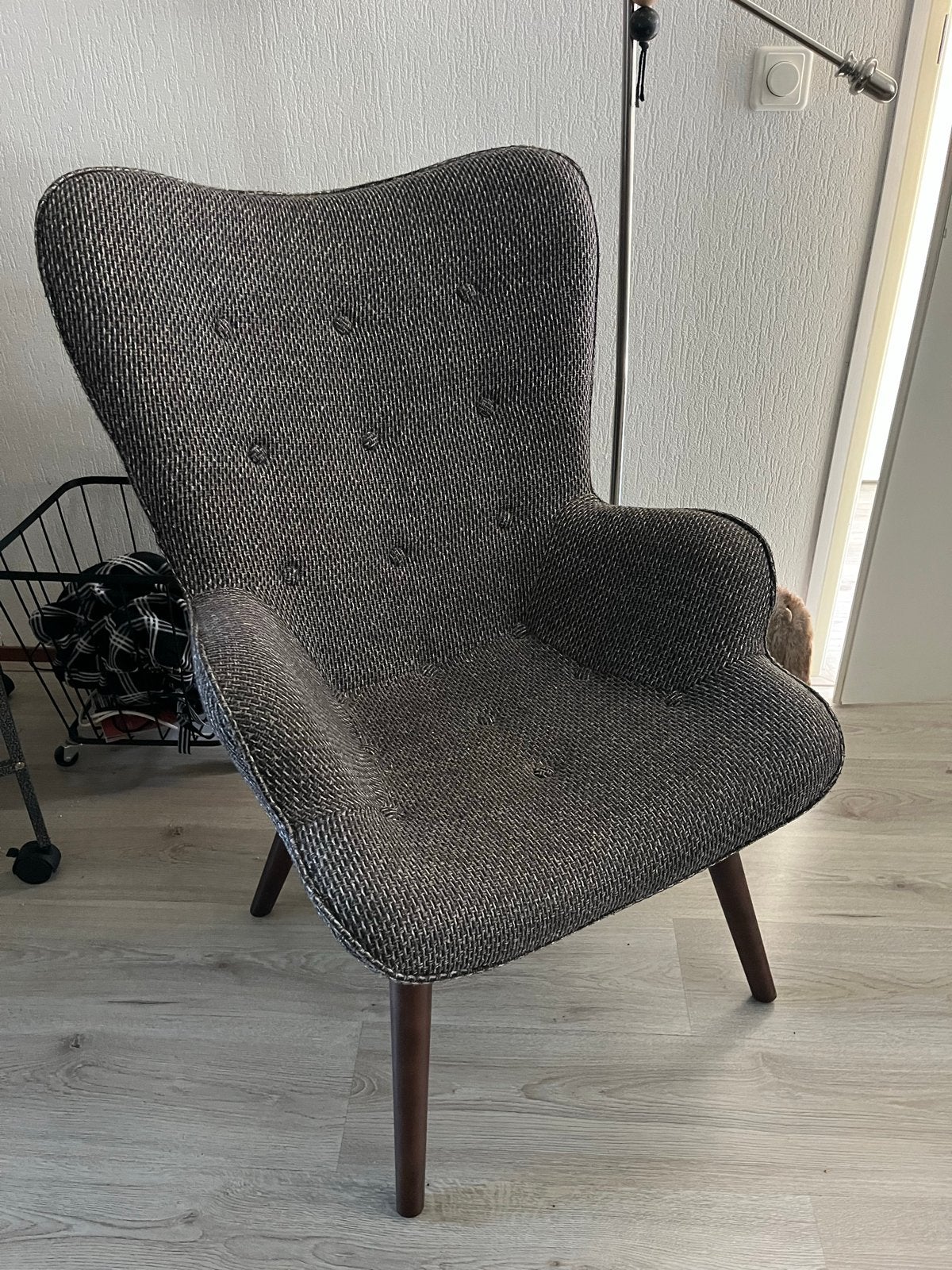 Grijze gemêleerde fauteuil van Loods 5, Huis en Inrichting, Ophalen, Zo goed als nieuw, Eén, Stof