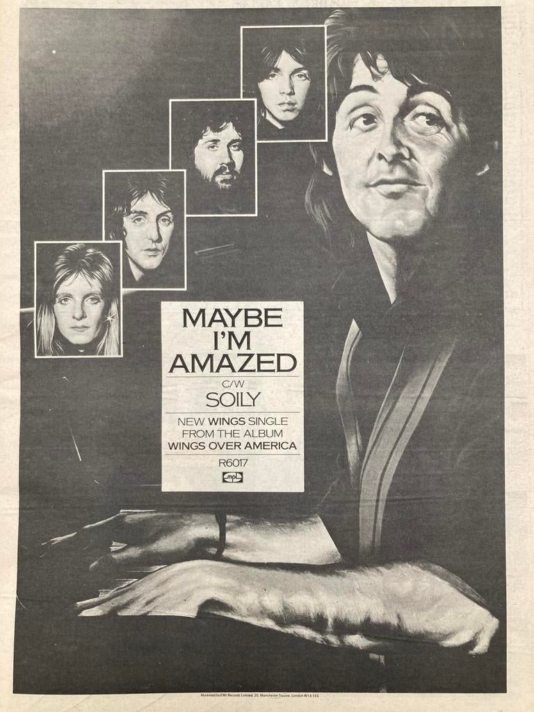 A3 advertentie PAUL MCCARTNEY Maybe I’m Amazed, Ophalen of Verzenden, Zo goed als nieuw, A1 t/m A3