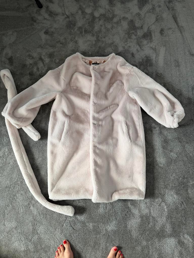 Zachte Roze Faux Fur Jas met Ceintuur - Maat S, Ophalen of Verzenden, Zo goed als nieuw