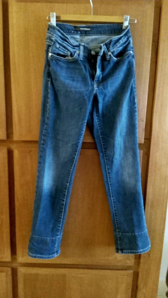 Gambio jeansbroek maat 34 met tijgerprint omslag, Blauw, Ophalen of Verzenden, W27 (confectie 34) of kleiner, Gambio