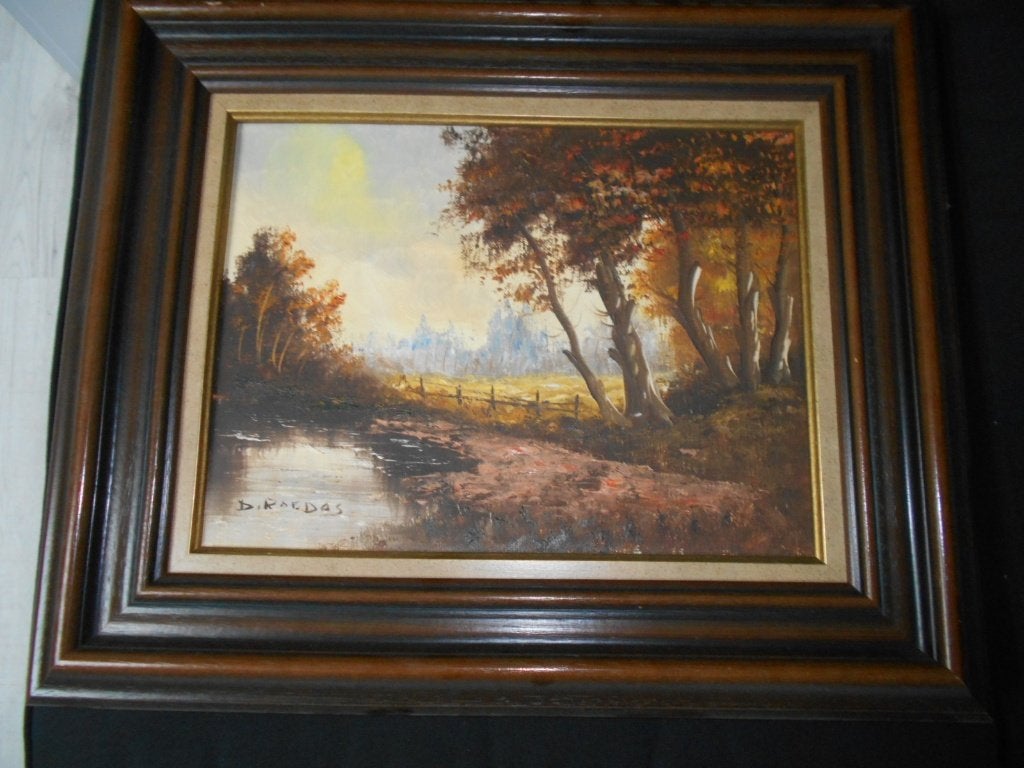 Schilderij 58 x 48cm olieverf op doek door Dirk Roedas, Doek, Realistisch, Ophalen of Verzenden, Landschap