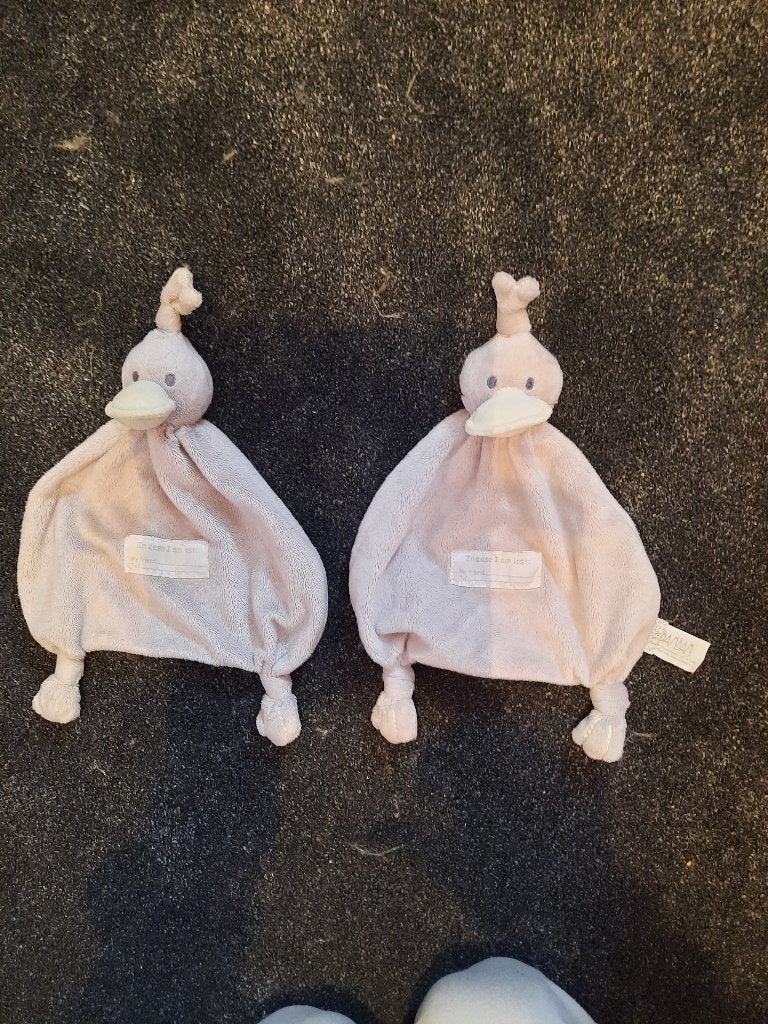 Bambam labeldoekje roze/witte en eend grijs/roze /groen, Kinderen en Baby's, Speelgoed | Knuffels en Pluche, Overige merken, Nieuw