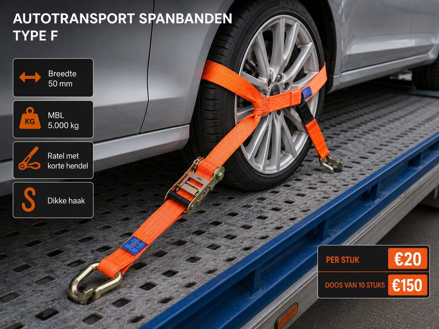 Autotransport spanbanden 5 ton dikke haak, Ophalen of Verzenden, Nieuw