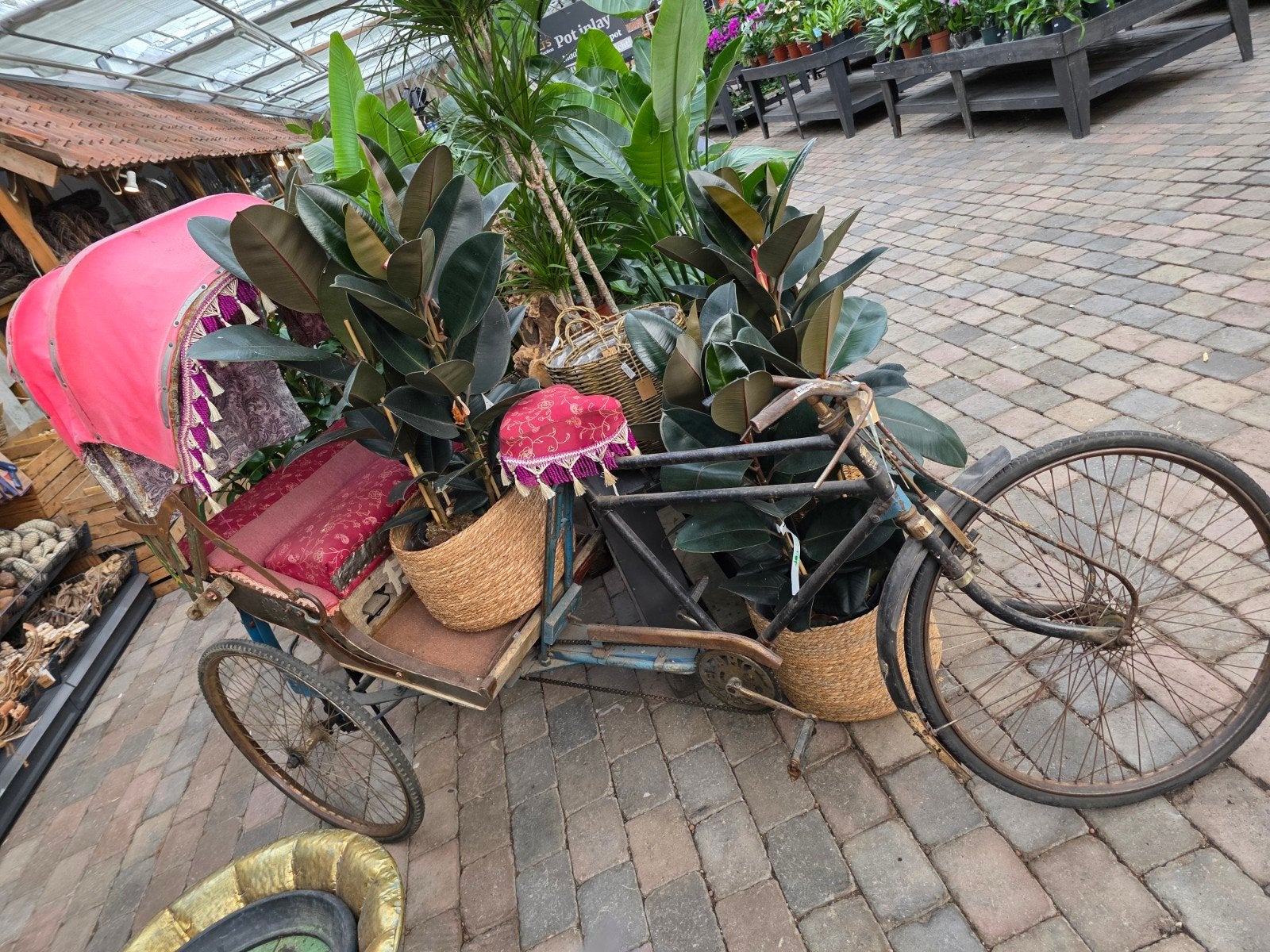 Antieke bakfiets/riksja - Uniek decoratiestuk, Ophalen, Gebruikt, Velgrem, Onbekend