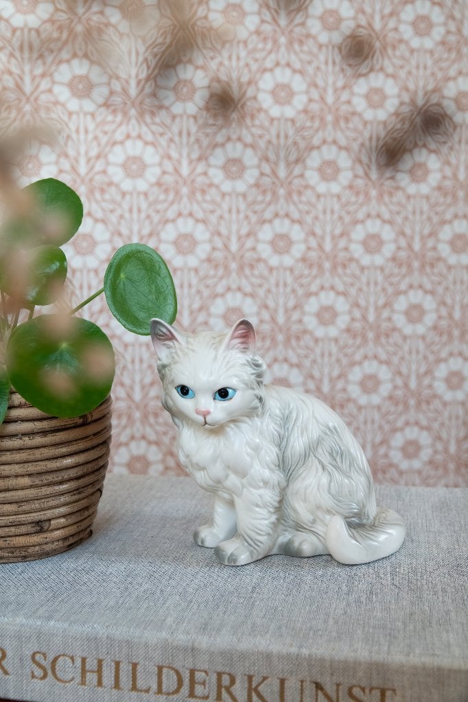 Vintage kattenbeeld wit grijs, lefton woondecoratie, Ophalen of Verzenden, Zo goed als nieuw, Dier