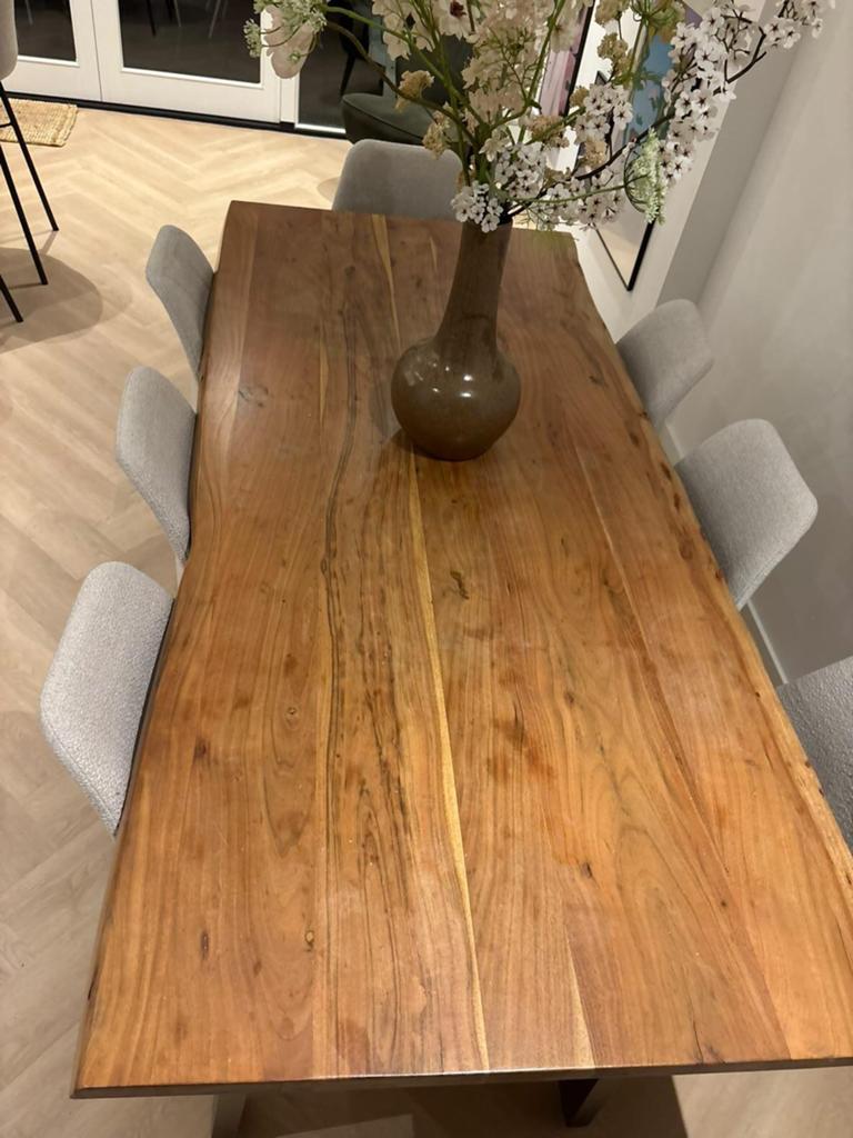 Houten tafel 200x90 met 8 stoelen, Antiek en Kunst, Antiek | Meubels | Tafels, Ophalen of Verzenden