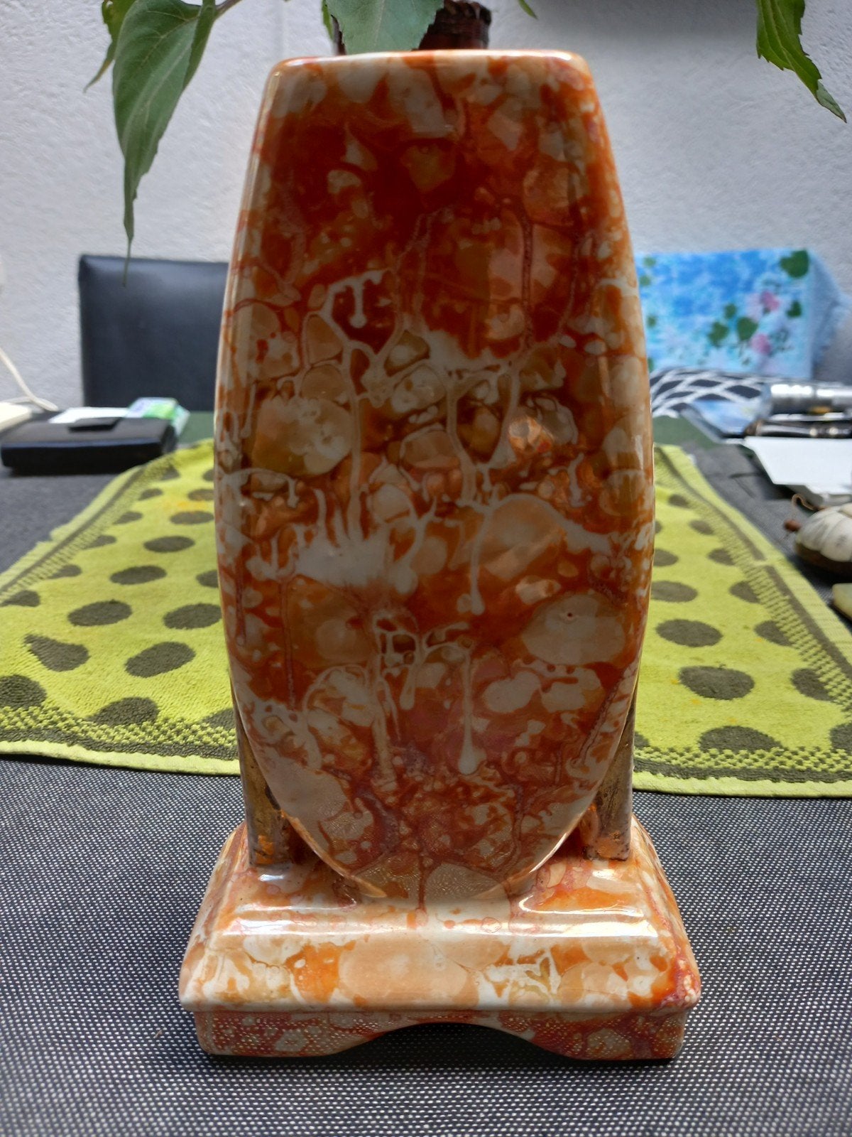 Mooie vintage bloemenvaas jaren '70., Gebruikt, Meerkleurig, Ophalen of Verzenden, Met patroon/structuur