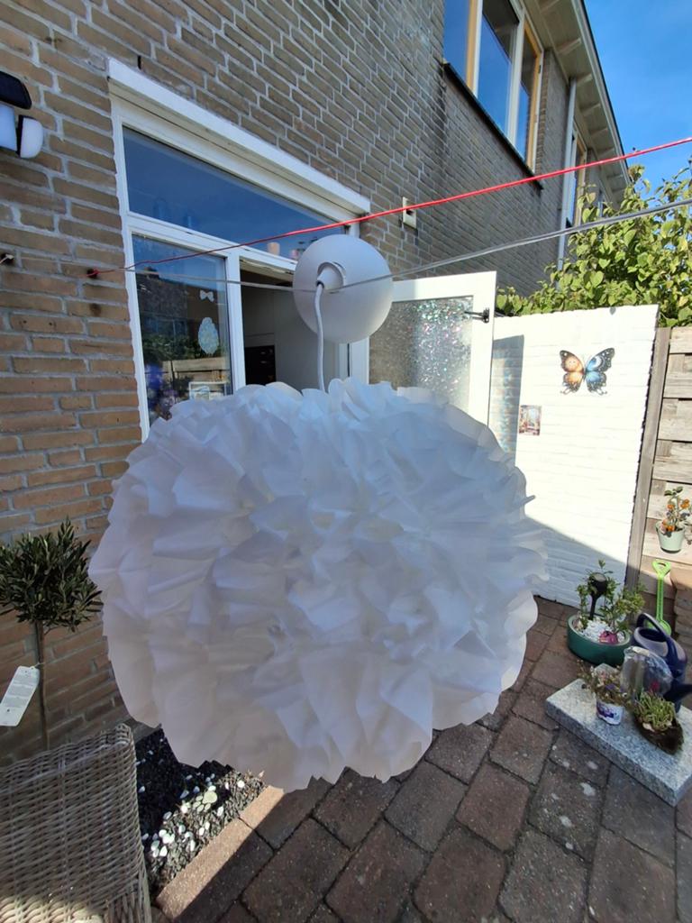 Grote witte papieren hanglamp - sfeervol en uniek, Ophalen, Zo goed als nieuw, Wit, Rond