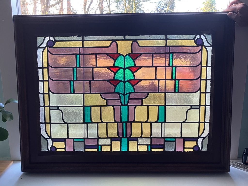 prachtig antiek glas-in-loodraam, Ophalen, 80 tot 120 cm, Glas in lood, Minder dan 80 cm